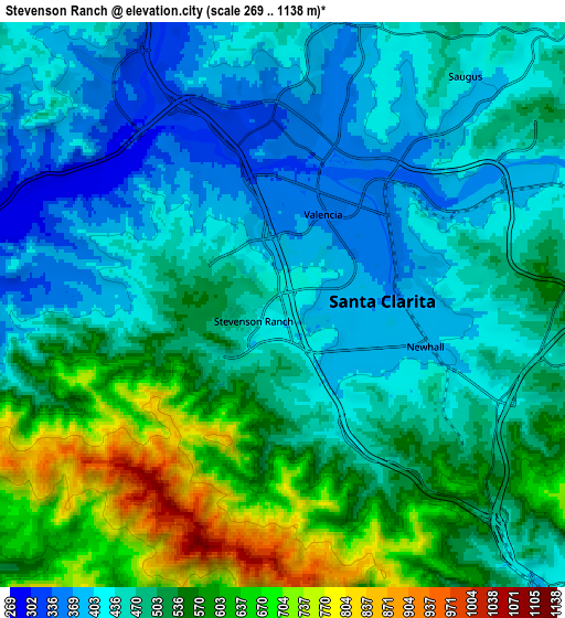 Zoom OUT 2x Stevenson Ranch, United States elevation map
