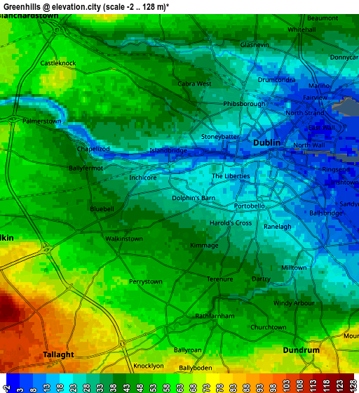 Zoom OUT 2x Greenhills, Ireland elevation map