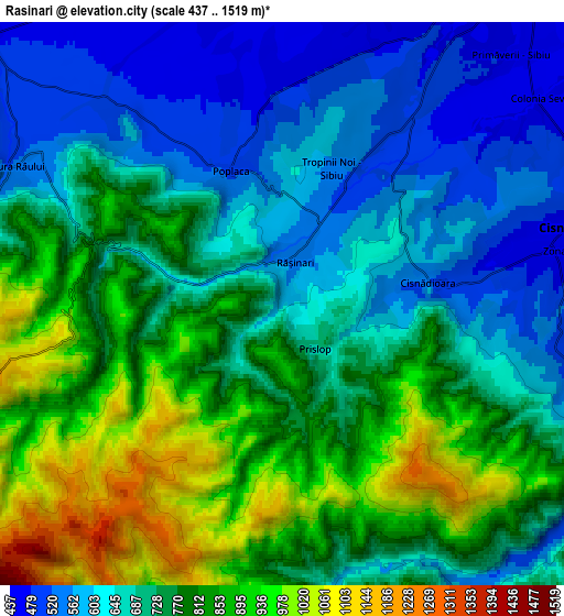 Zoom OUT 2x Răşinari, Romania elevation map