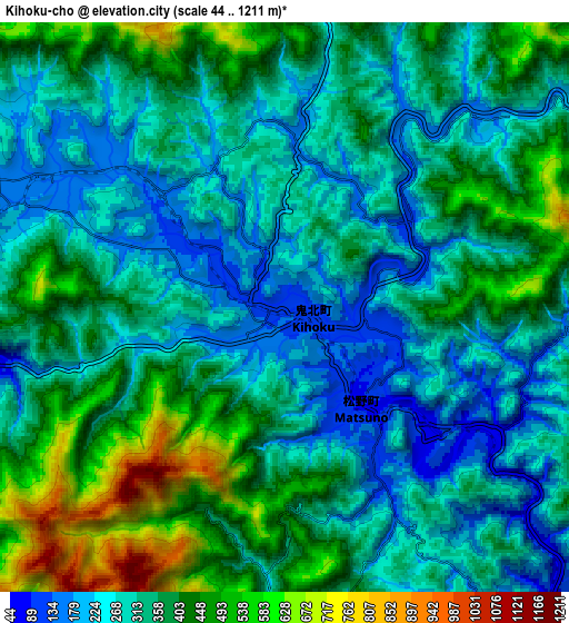 Zoom OUT 2x Kihoku-chō, Japan elevation map