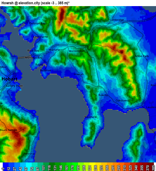Zoom OUT 2x Howrah, Australia elevation map