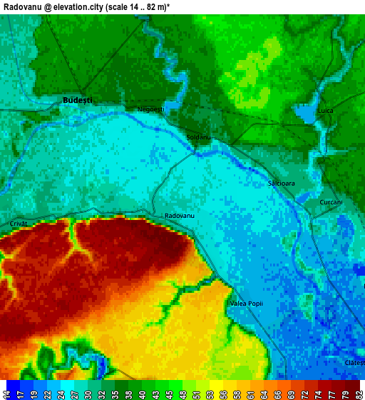 Zoom OUT 2x Radovanu, Romania elevation map
