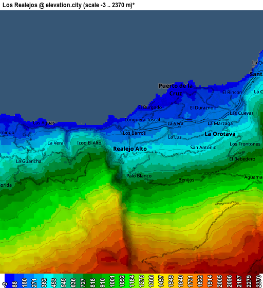 Zoom OUT 2x Los Realejos, Spain elevation map