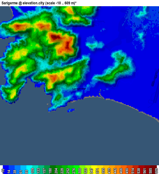 Zoom OUT 2x Sarigerme, Turkey elevation map