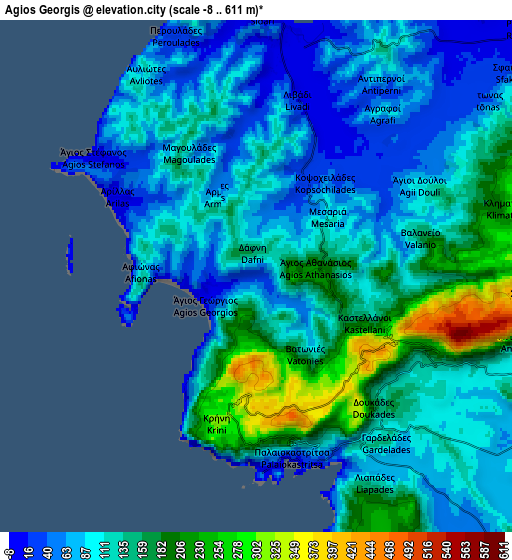 Zoom OUT 2x Agios Georgis, Greece elevation map