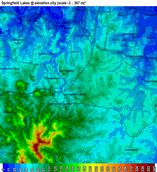 Zoom OUT 2x Springfield Lakes, Australia elevation map