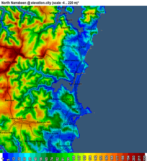 Zoom OUT 2x North Narrabeen, Australia elevation map