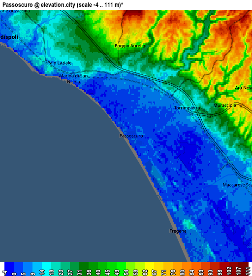 Zoom OUT 2x Passoscuro, Italy elevation map