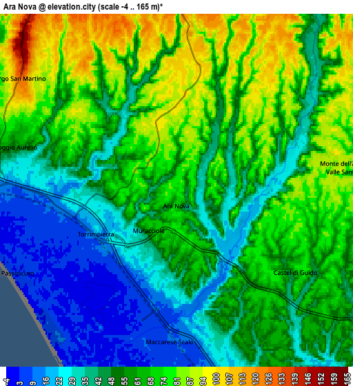 Zoom OUT 2x Ara Nova, Italy elevation map