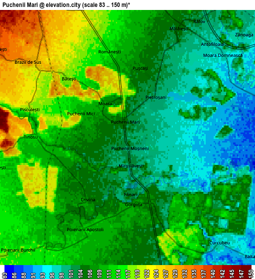 Zoom OUT 2x Puchenii Mari, Romania elevation map