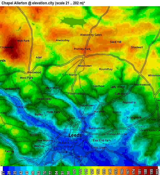 Zoom OUT 2x Chapel Allerton, United Kingdom elevation map