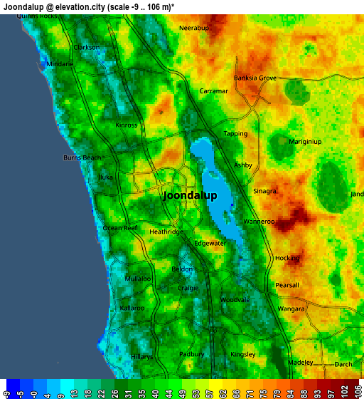 Zoom OUT 2x Joondalup, Australia elevation map