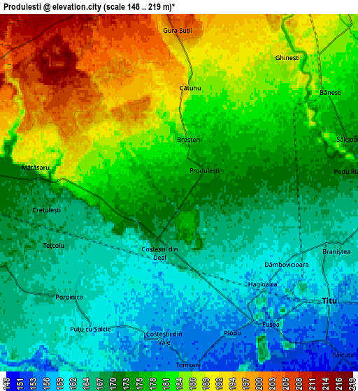 Zoom OUT 2x Produleşti, Romania elevation map