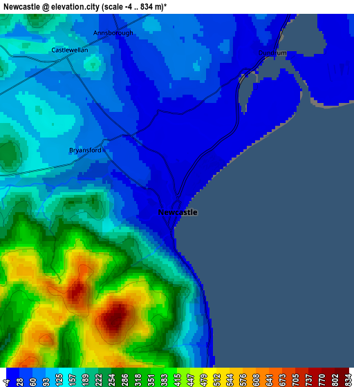 Zoom OUT 2x Newcastle, United Kingdom elevation map