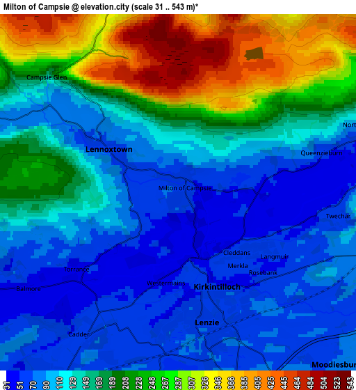 Zoom OUT 2x Milton of Campsie, United Kingdom elevation map