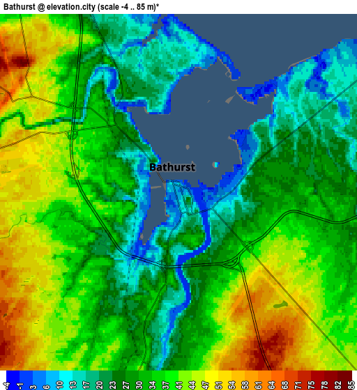 Zoom OUT 2x Bathurst, Canada elevation map