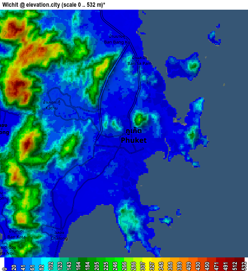 Zoom OUT 2x Wichit, Thailand elevation map