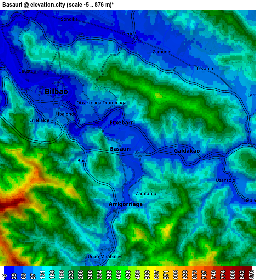 Zoom OUT 2x Basauri, Spain elevation map