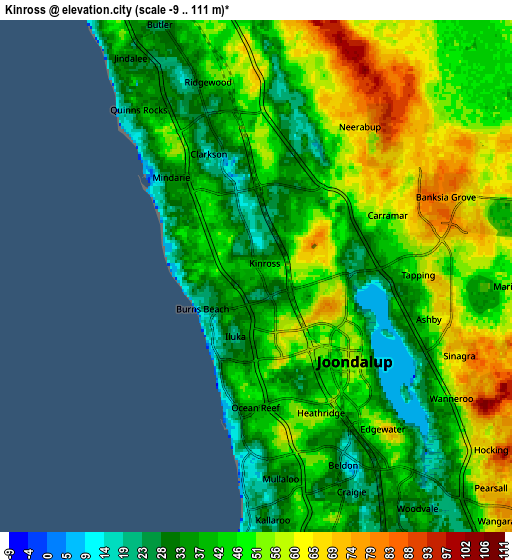 Zoom OUT 2x Kinross, Australia elevation map