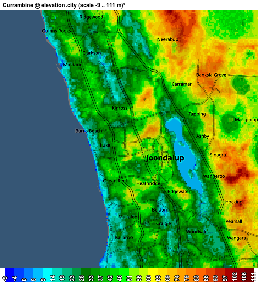 Zoom OUT 2x Currambine, Australia elevation map