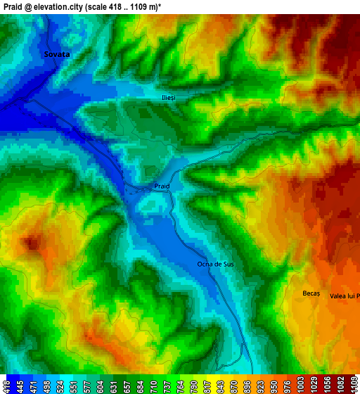 Zoom OUT 2x Praid, Romania elevation map