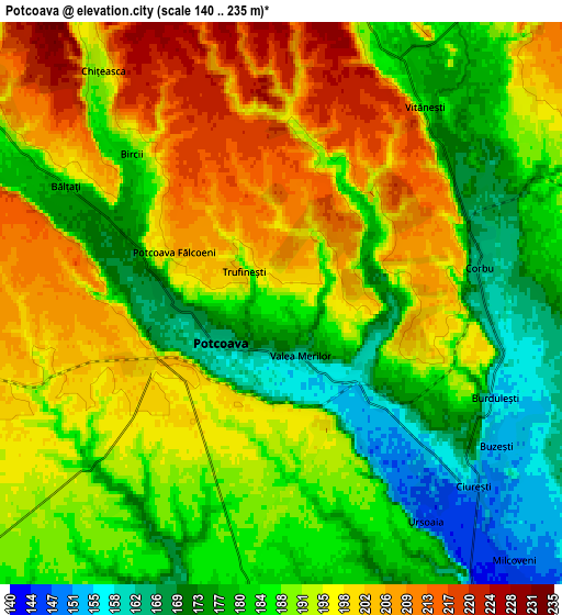 Zoom OUT 2x Potcoava, Romania elevation map