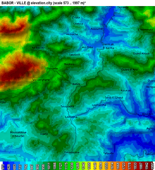 Zoom OUT 2x BABOR - VILLE, Algeria elevation map