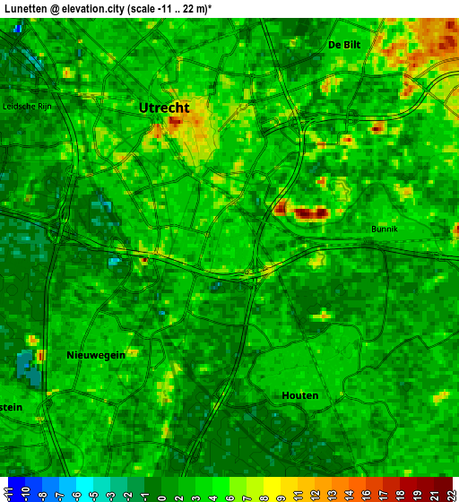 Zoom OUT 2x Lunetten, Netherlands elevation map