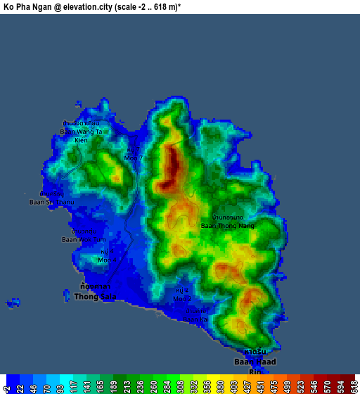 Zoom OUT 2x Ko Pha Ngan, Thailand elevation map