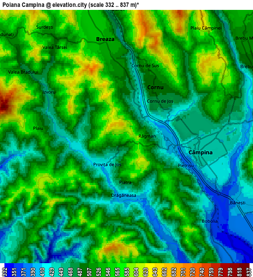 Zoom OUT 2x Poiana Câmpina, Romania elevation map