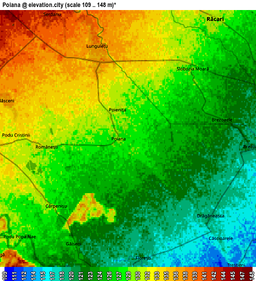 Zoom OUT 2x Poiana, Romania elevation map