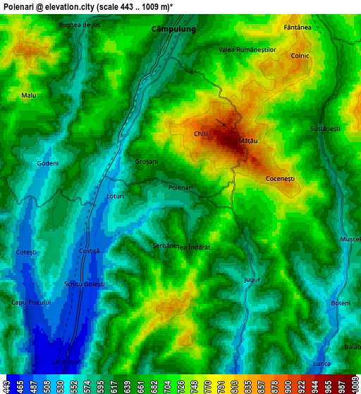 Zoom OUT 2x Poienari, Romania elevation map