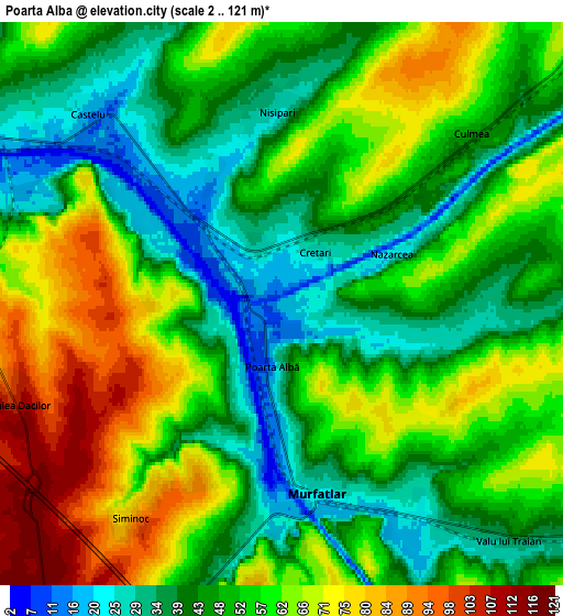 Zoom OUT 2x Poarta Albă, Romania elevation map