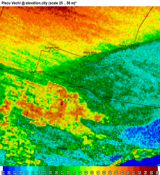 Zoom OUT 2x Piscu Vechi, Romania elevation map