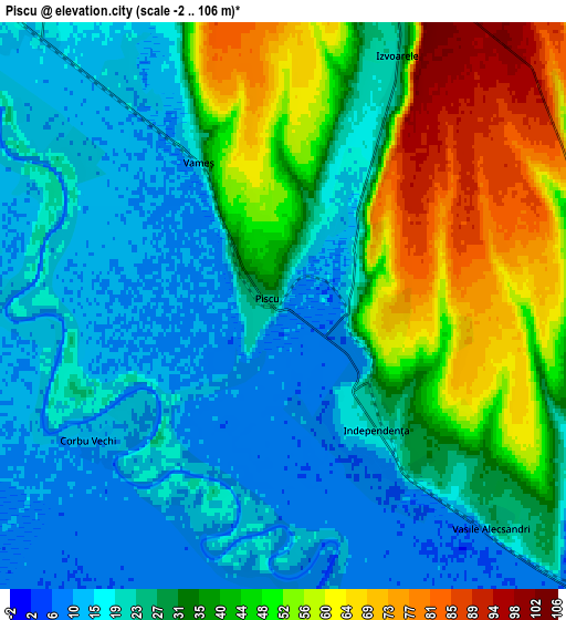 Zoom OUT 2x Piscu, Romania elevation map