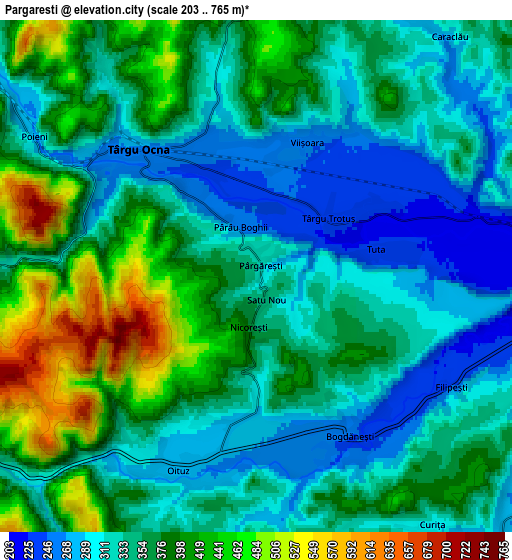 Zoom OUT 2x Pârgăreşti, Romania elevation map