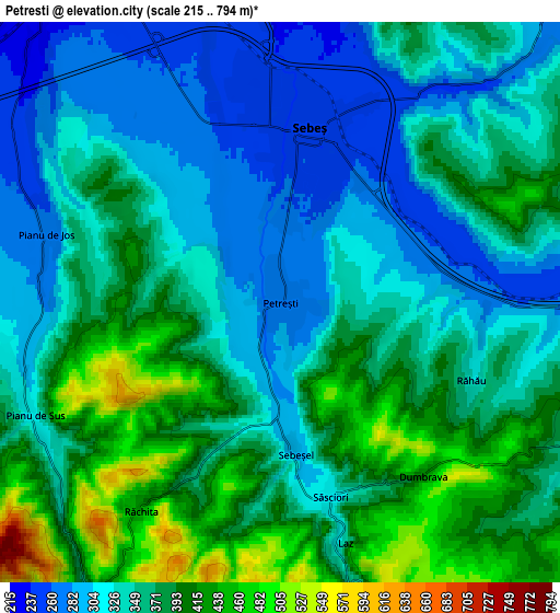 Zoom OUT 2x Petrești, Romania elevation map