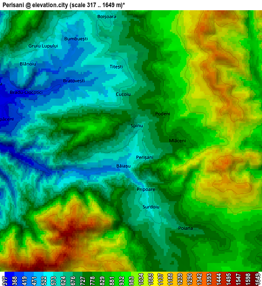 Zoom OUT 2x Perişani, Romania elevation map