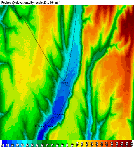 Zoom OUT 2x Pechea, Romania elevation map