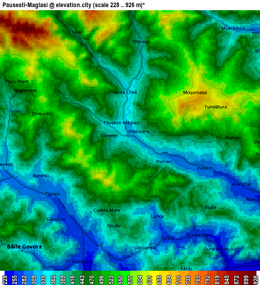 Zoom OUT 2x Păuşeşti-Măglaşi, Romania elevation map