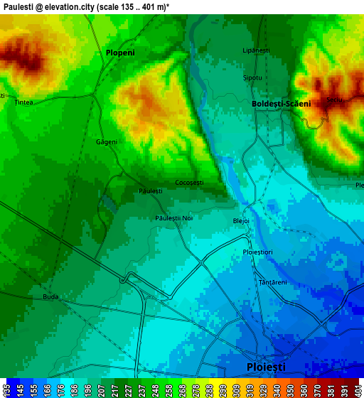 Zoom OUT 2x Păuleşti, Romania elevation map