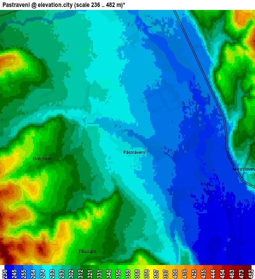 Zoom OUT 2x Păstrăveni, Romania elevation map