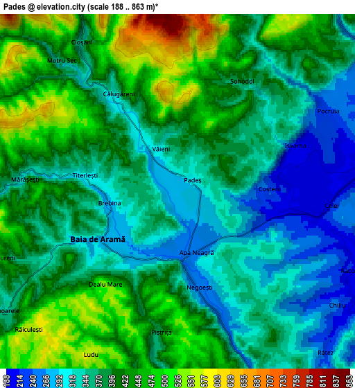 Zoom OUT 2x Padeş, Romania elevation map