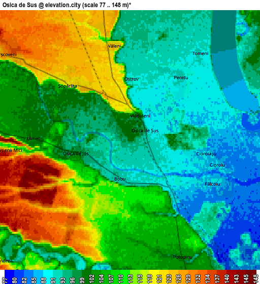 Zoom OUT 2x Osica de Sus, Romania elevation map