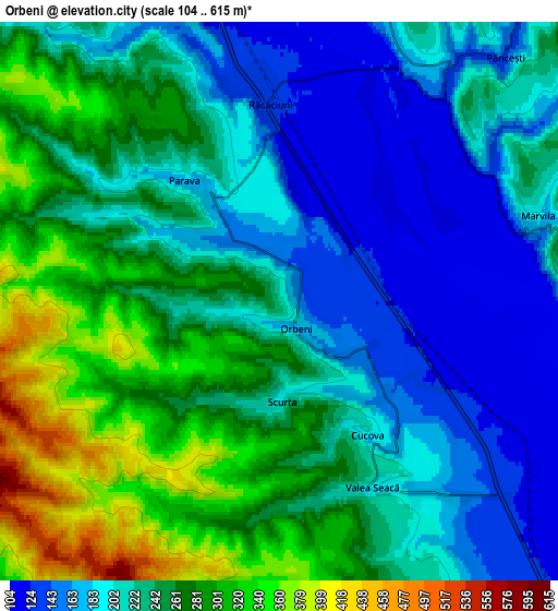 Zoom OUT 2x Orbeni, Romania elevation map