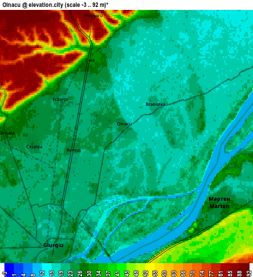 Zoom OUT 2x Oinacu, Romania elevation map