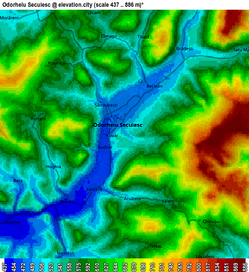 Zoom OUT 2x Odorheiu Secuiesc, Romania elevation map