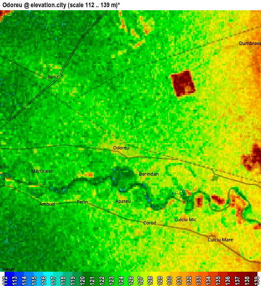 Zoom OUT 2x Odoreu, Romania elevation map