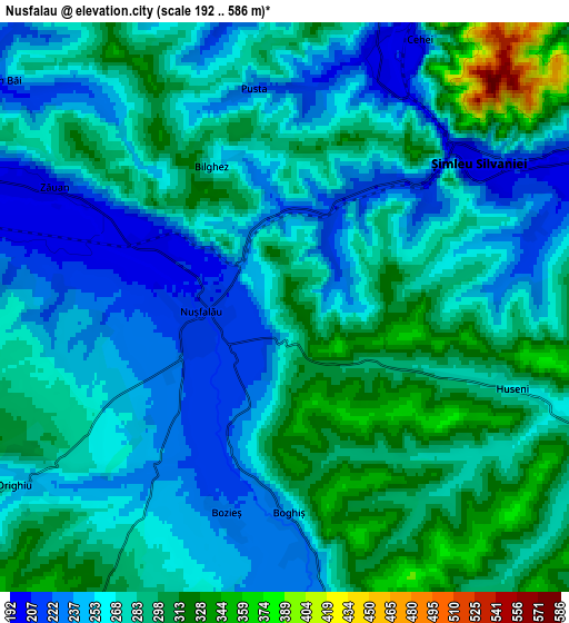 Zoom OUT 2x Nuşfalău, Romania elevation map