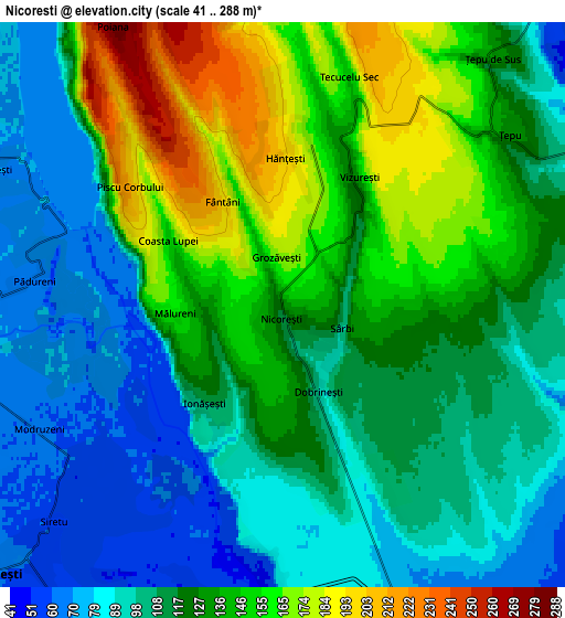 Zoom OUT 2x Nicoreşti, Romania elevation map